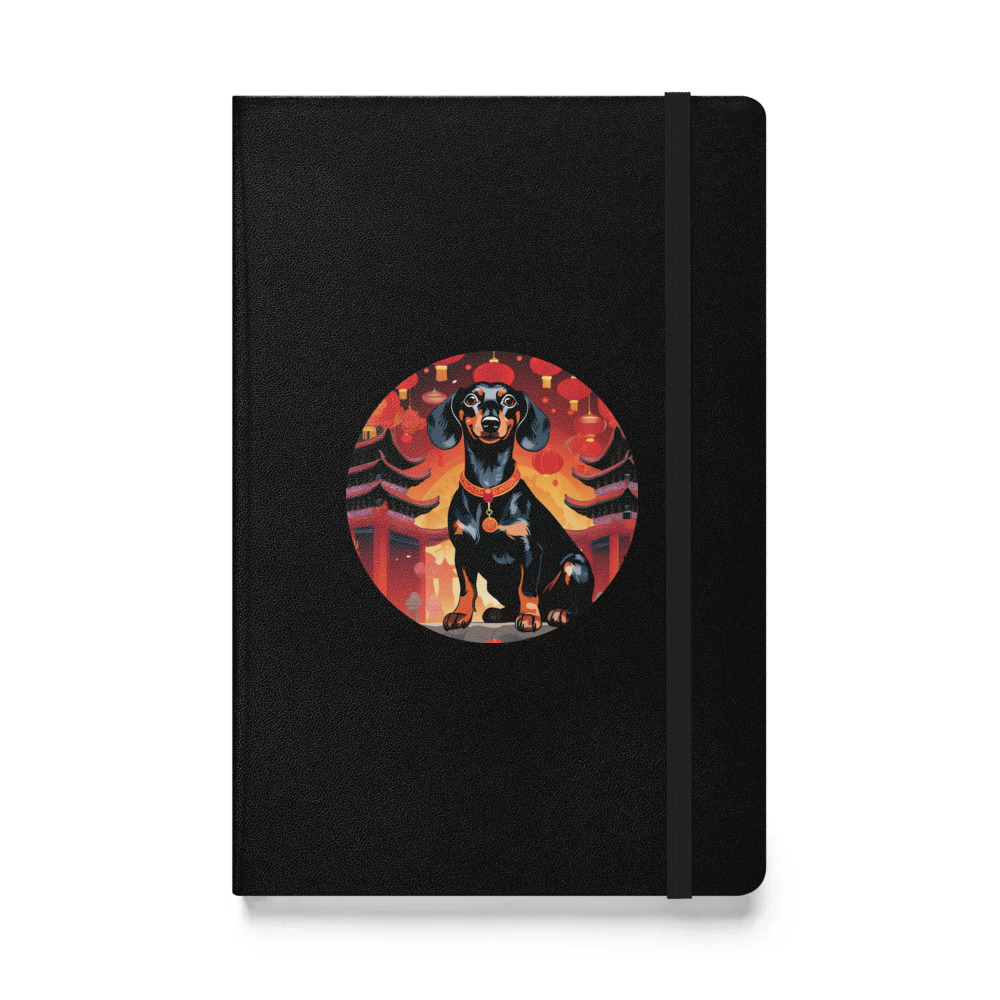 PugMug Custom Black Dachshund Hardcover Bound Notebook
