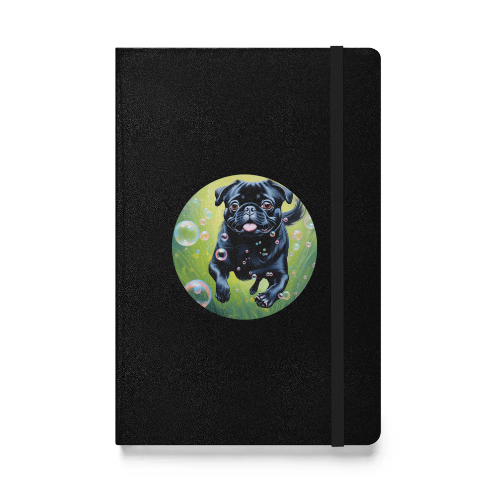 PugMug Custom Black Pug Hardcover Bound Notebook
