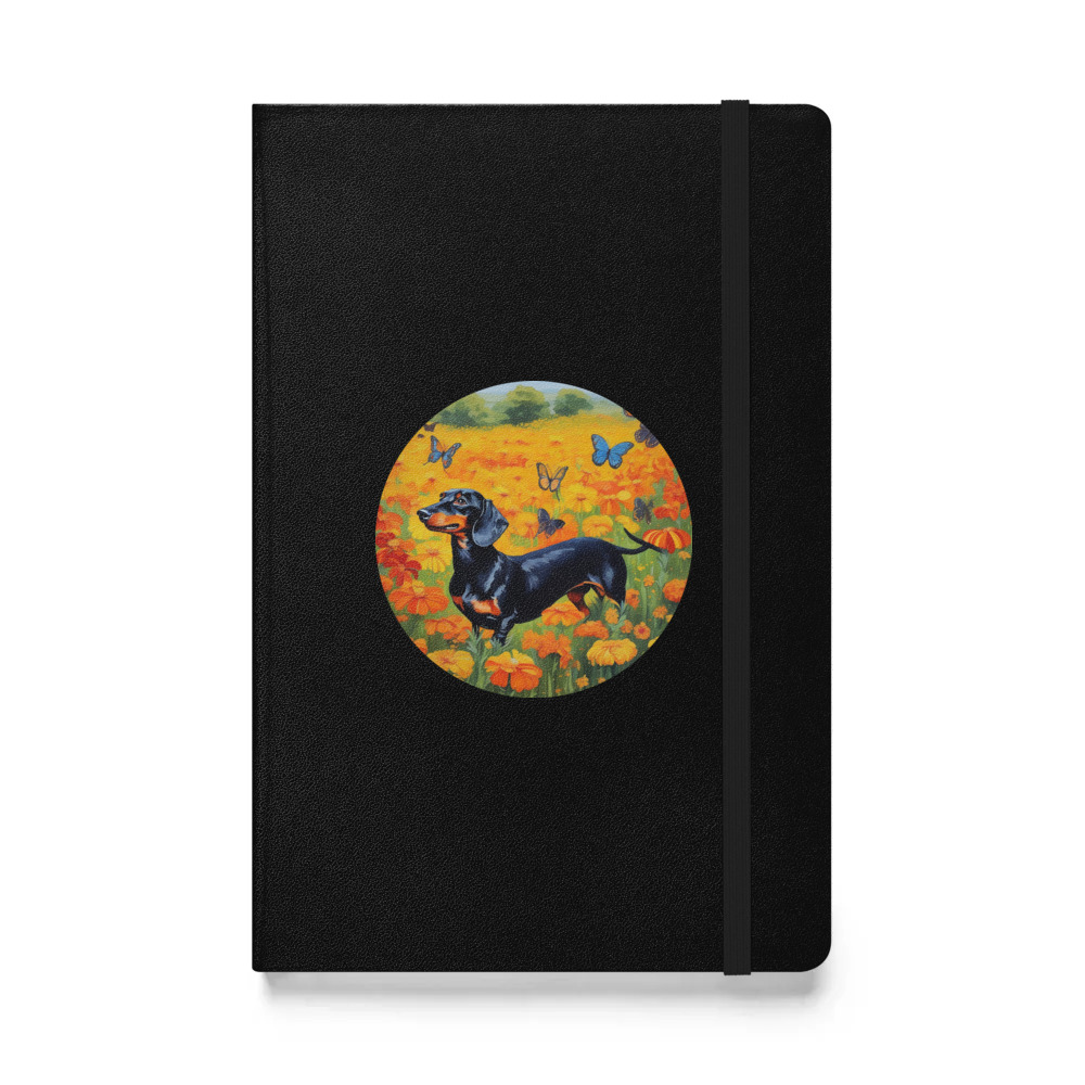PugMug Custom Black Dachshund Hardcover Bound Notebook