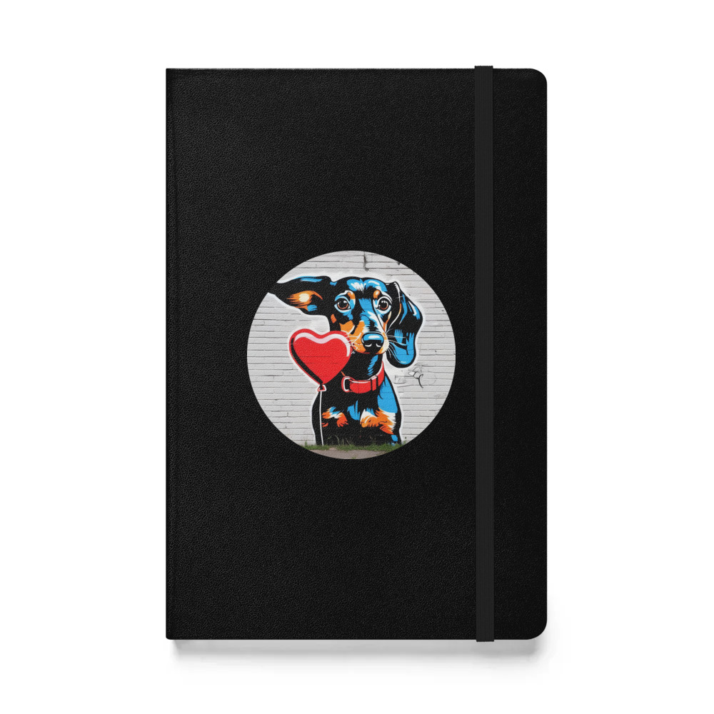 PugMug Custom Black Dachshund Hardcover Bound Notebook