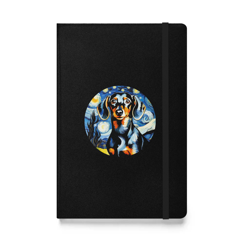 PugMug Custom Black Dachshund Hardcover Bound Notebook