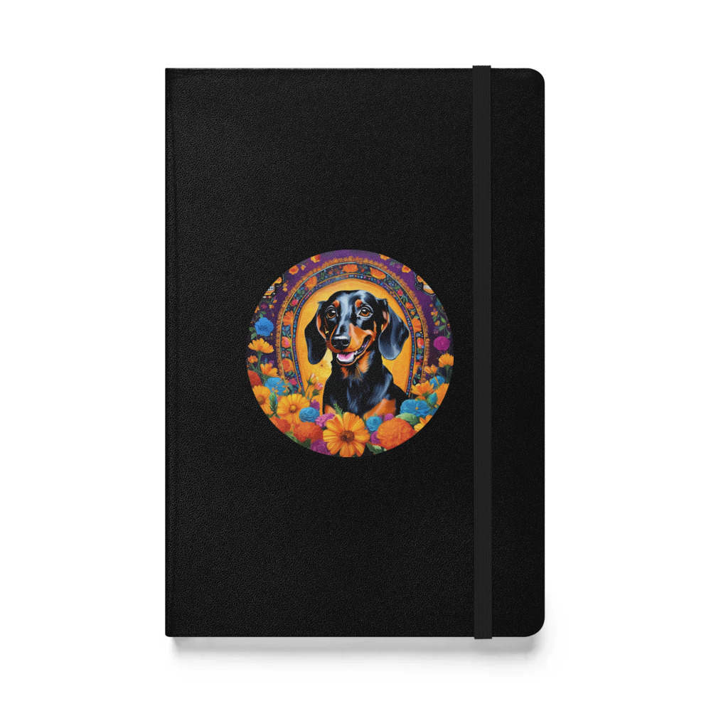 PugMug Custom Black Dachshund Hardcover Bound Notebook