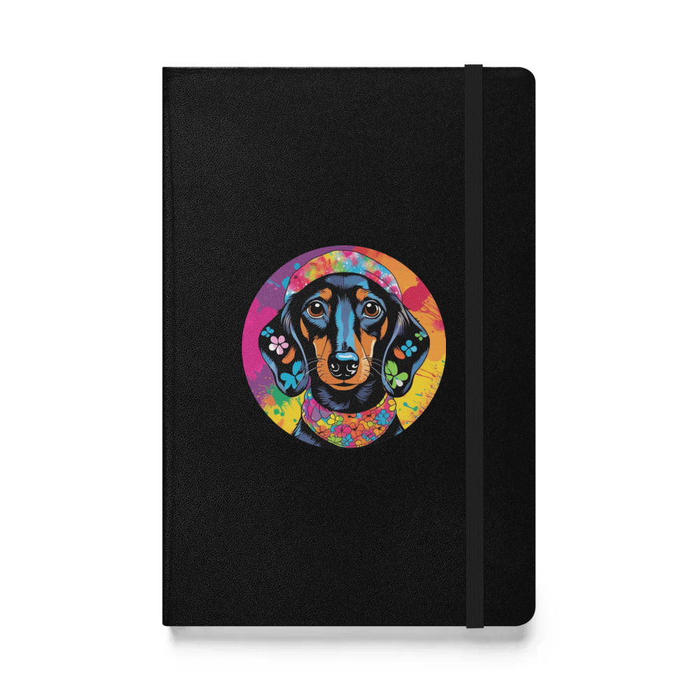 PugMug Custom Black Dachshund Hardcover Bound Notebook