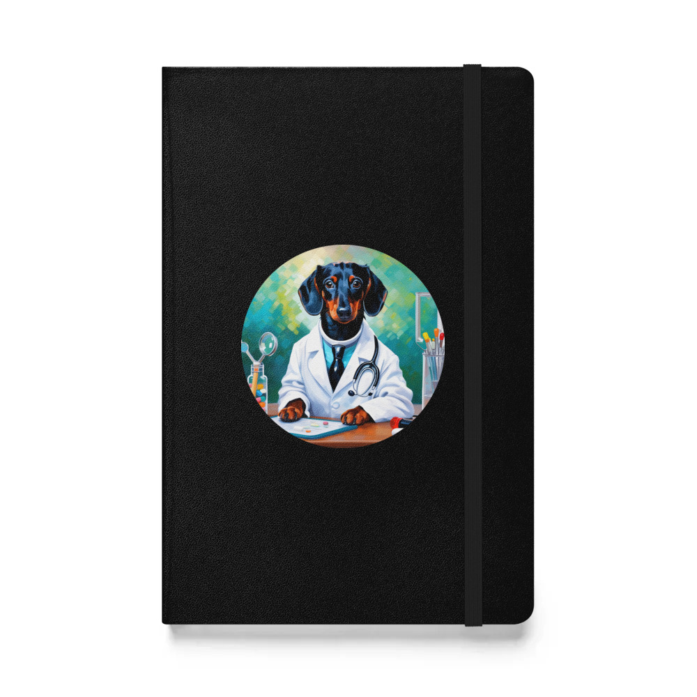 PugMug Custom Black Dachshund Hardcover Bound Notebook