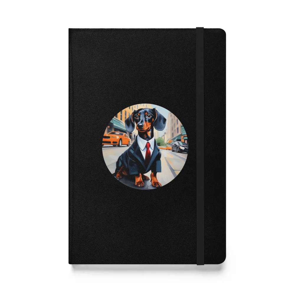 PugMug Custom Black Dachshund Hardcover Bound Notebook