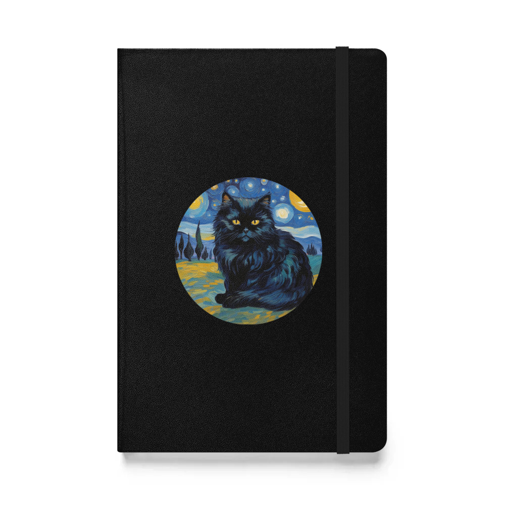 PugMug Custom Black Persian Cat Hardcover Bound Notebook