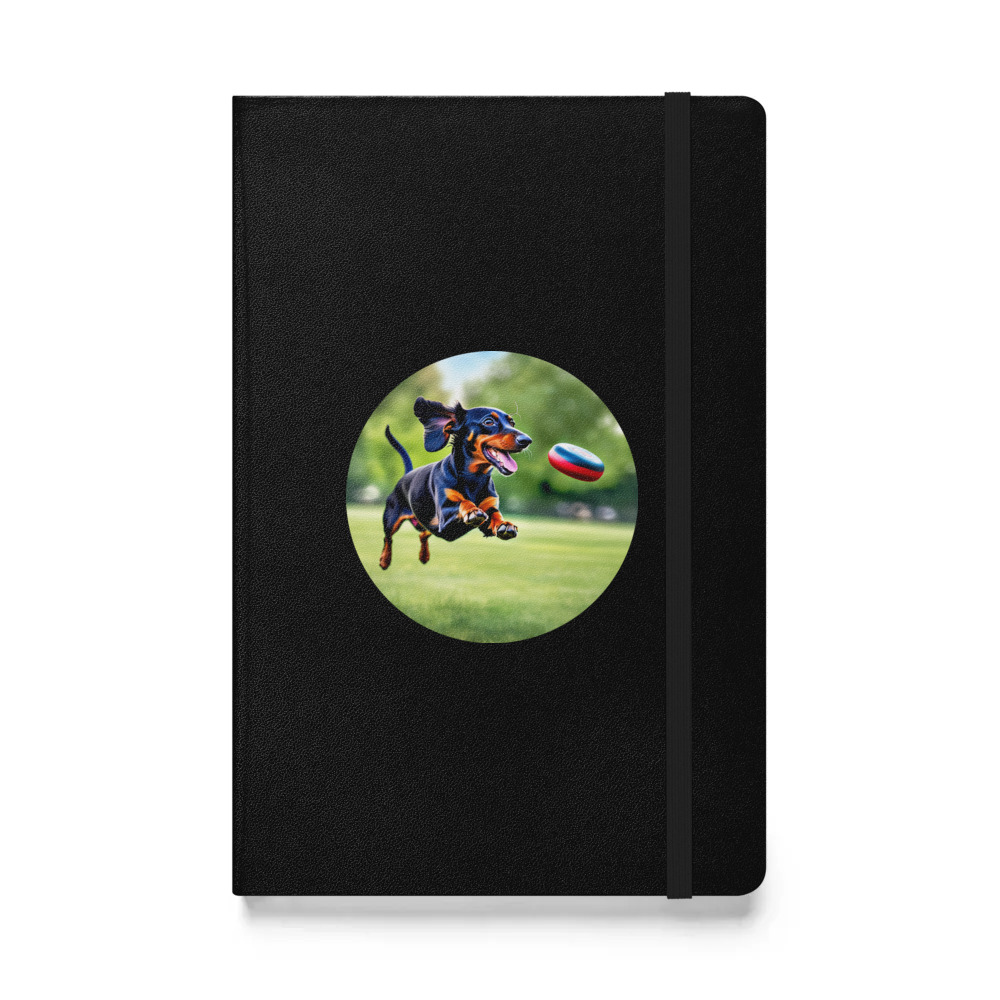 PugMug Custom Black Dachshund Hardcover Bound Notebook
