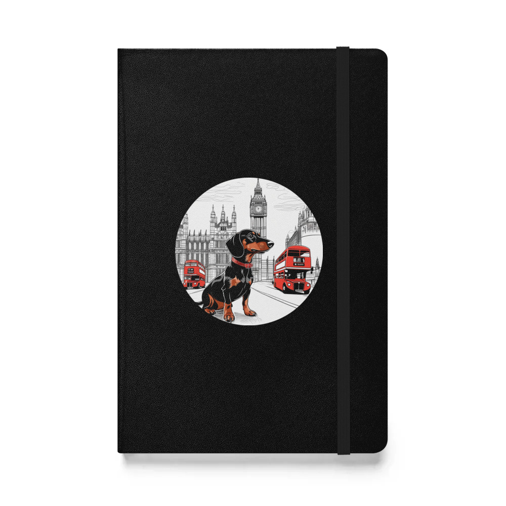PugMug Custom Black Dachshund Hardcover Bound Notebook