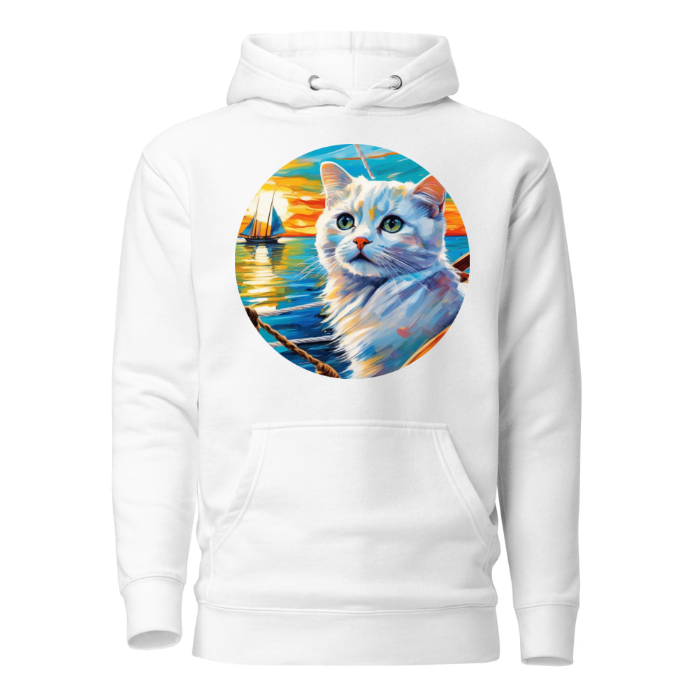 PugMug Custom White Scottish Fold Cat Hoodie