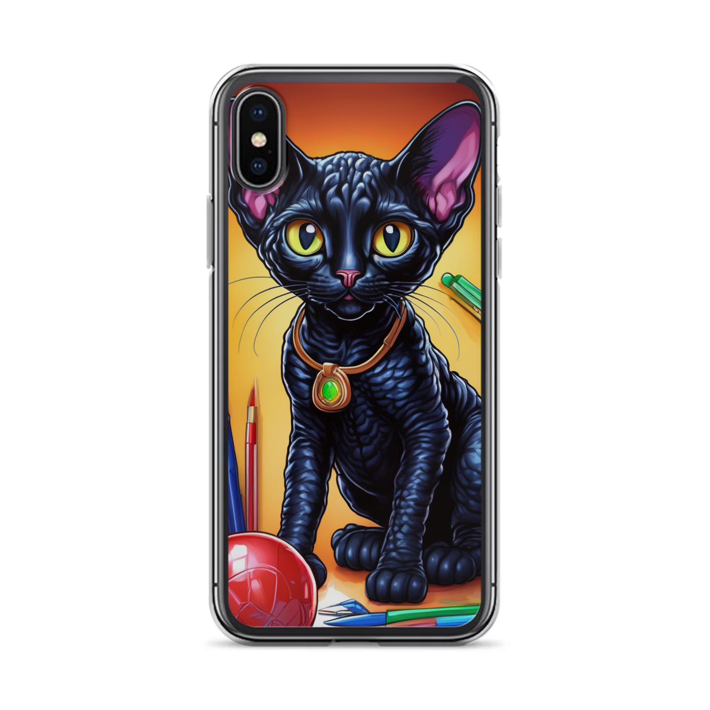 PugMug Custom Black Devon Rex Cat iPhone Case
