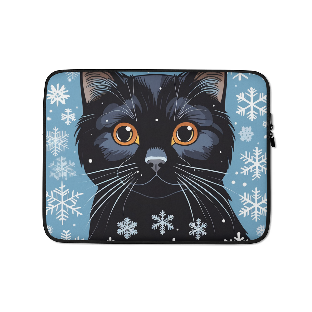 PugMug Custom Black Scottish Fold Cat Laptop Sleeve