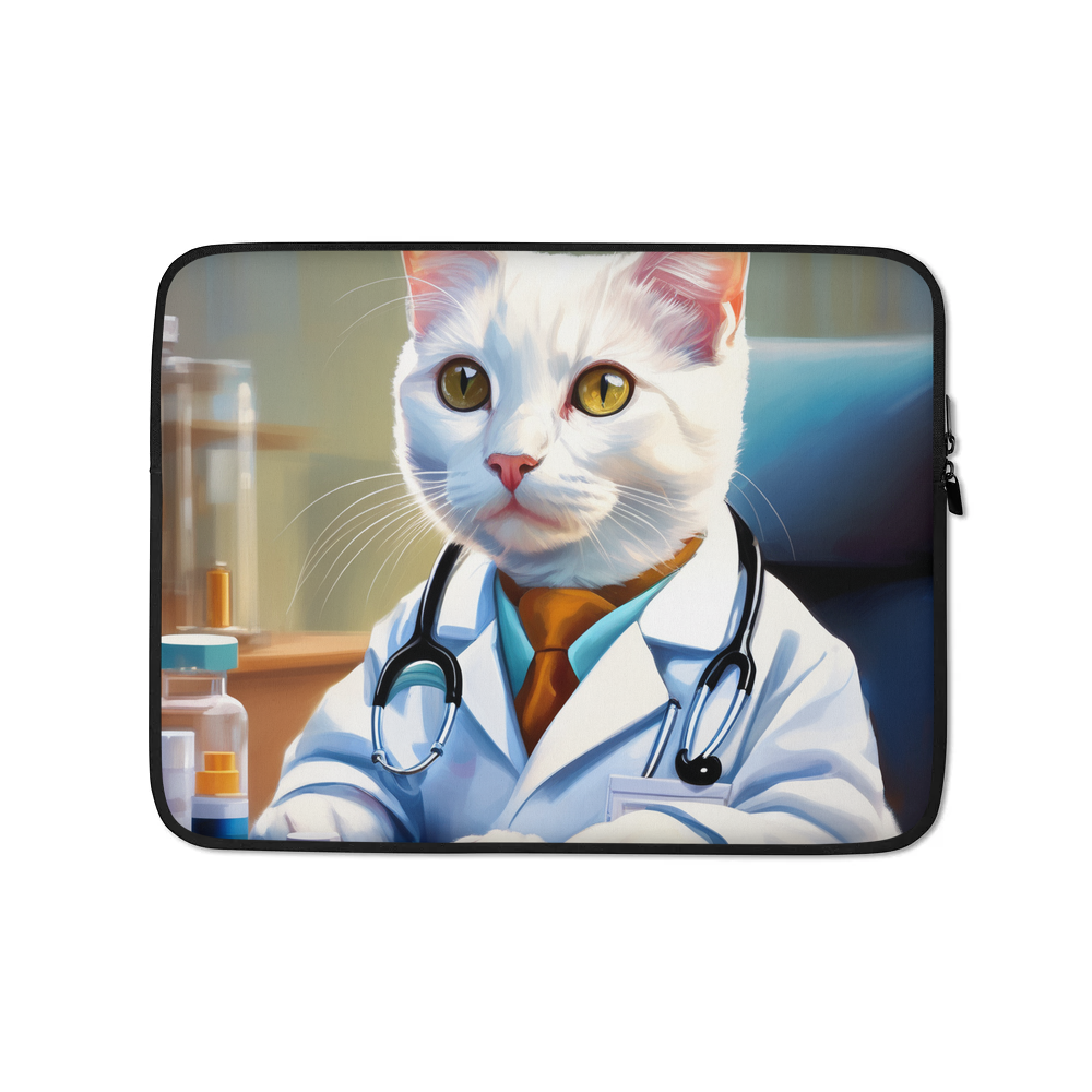 PugMug Custom White Companion Cat Laptop Sleeve