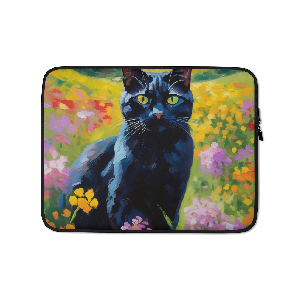 PugMug Custom Black American Shorthair Cat Laptop Sleeve