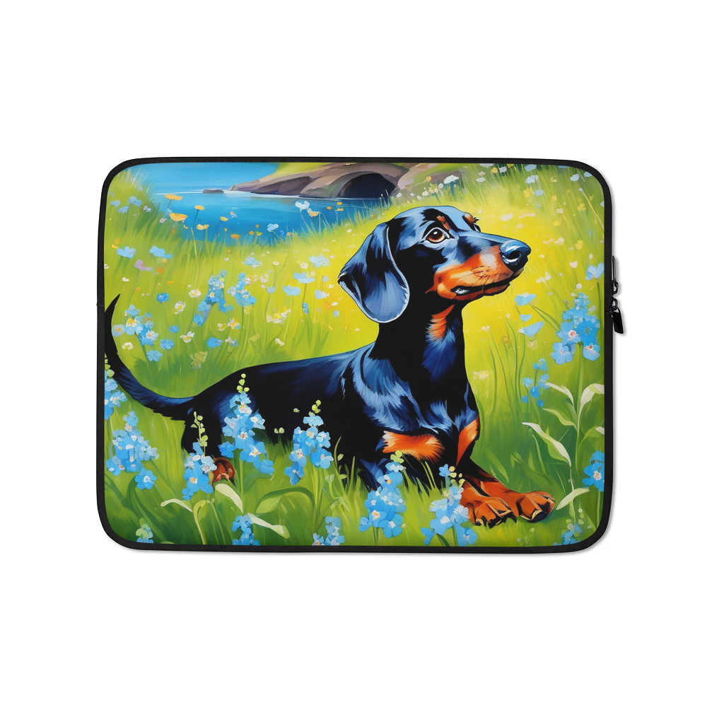 PugMug Custom Black Dachshund Laptop Sleeve
