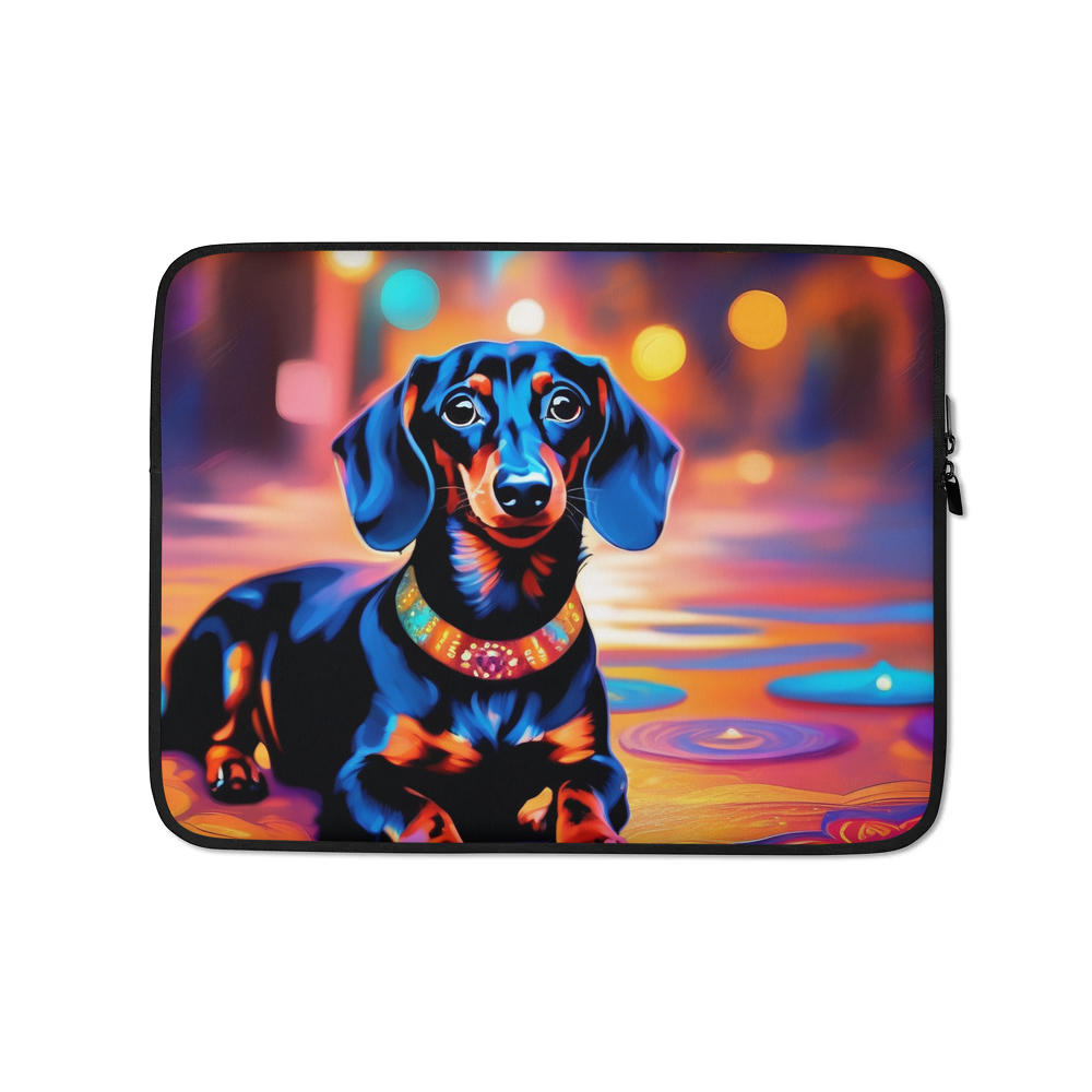 PugMug Custom Black Dachshund Laptop Sleeve