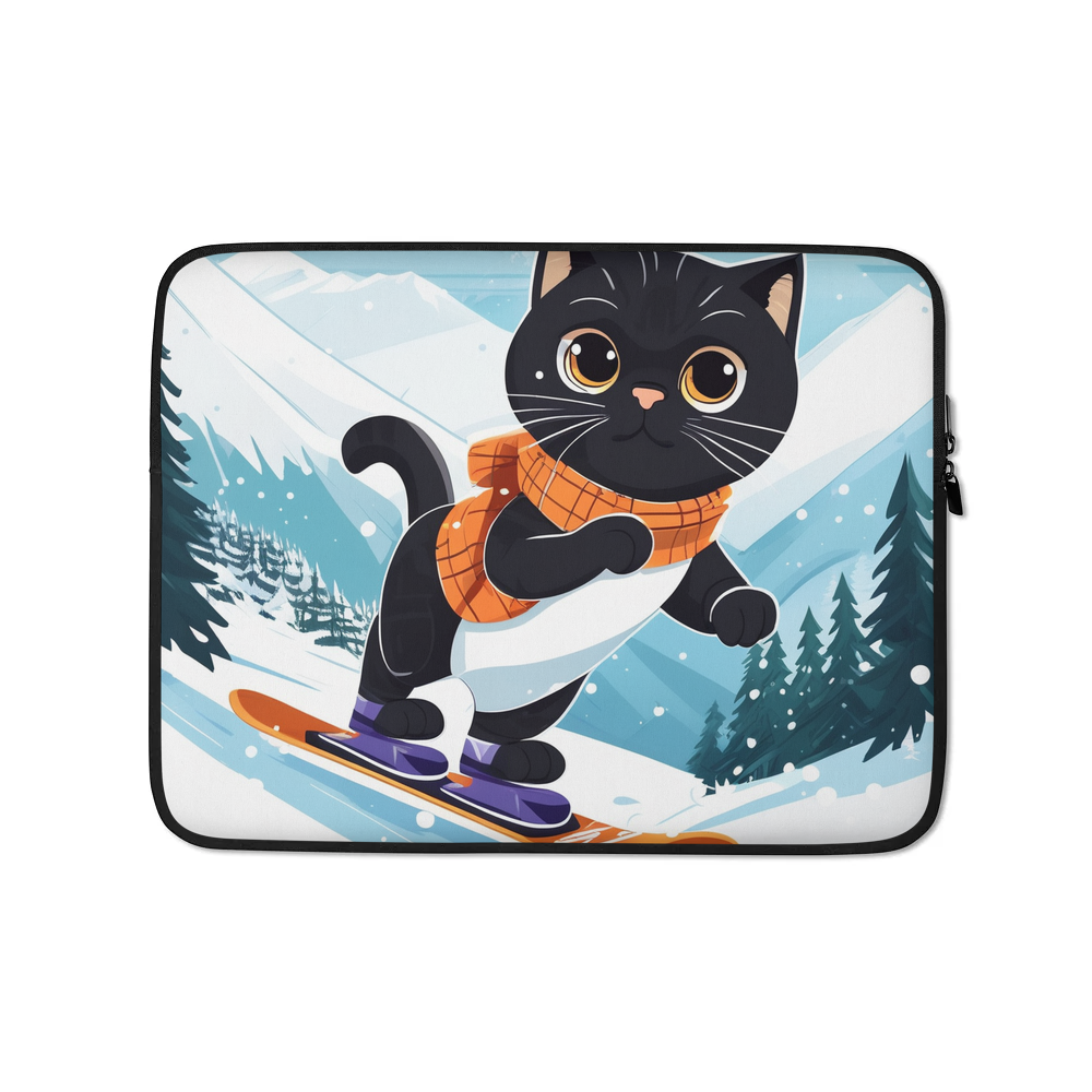 PugMug Custom Black Scottish Fold Cat Laptop Sleeve