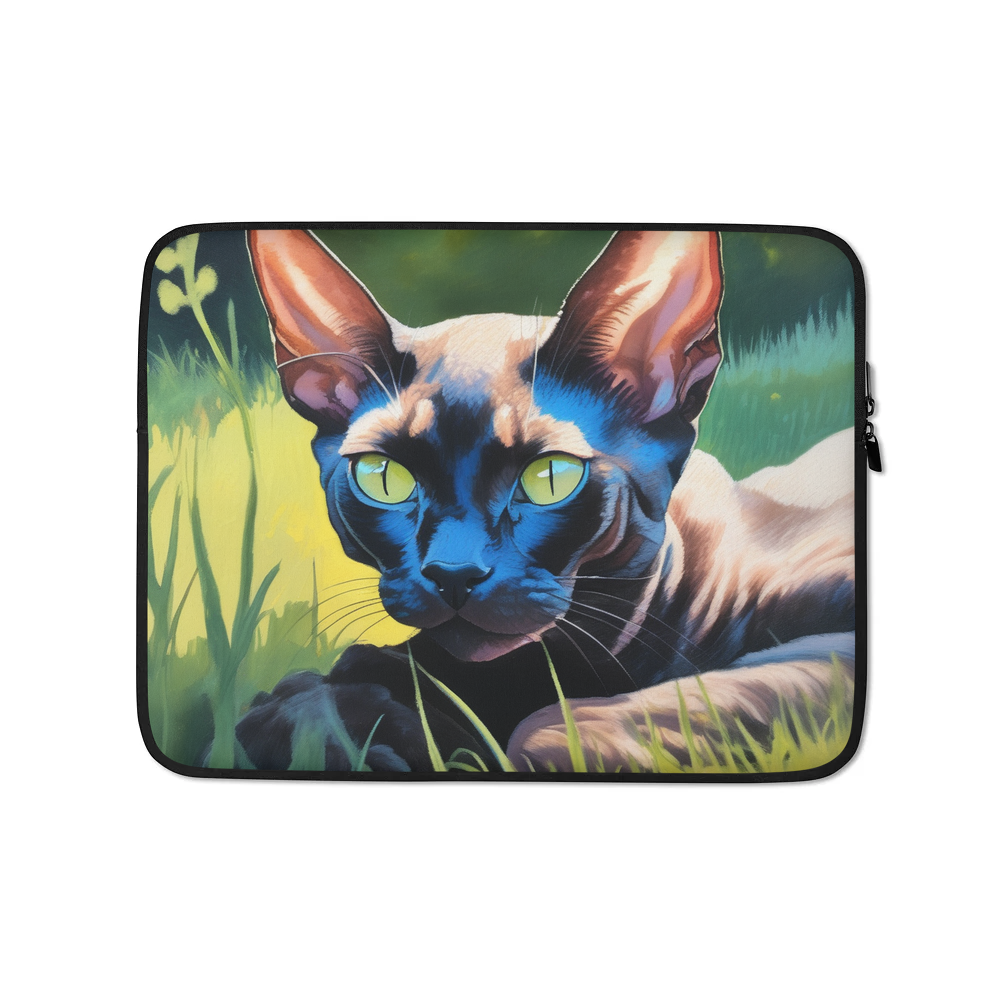 PugMug Custom Black Devon Rex Cat Laptop Sleeve