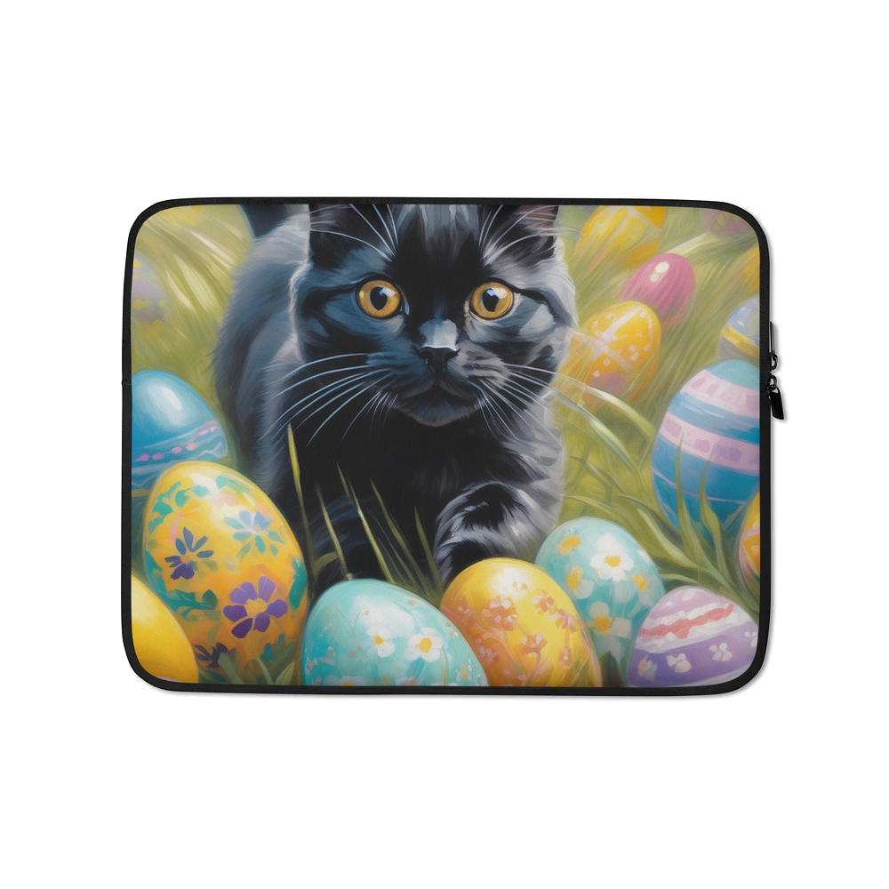 PugMug Custom Black Scottish Fold Cat Laptop Sleeve