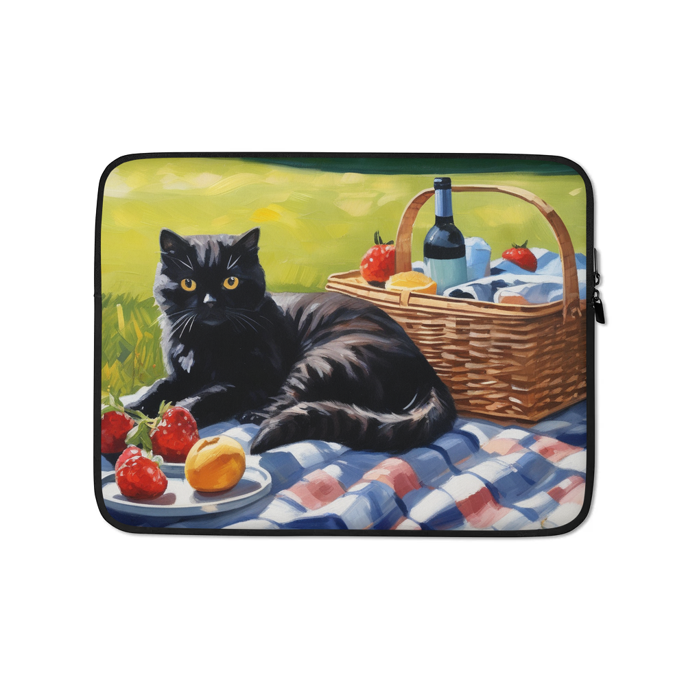 PugMug Custom Black Scottish Fold Cat Laptop Sleeve