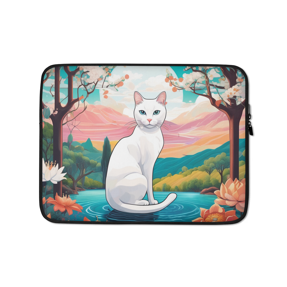 PugMug Custom White Companion Cat Laptop Sleeve