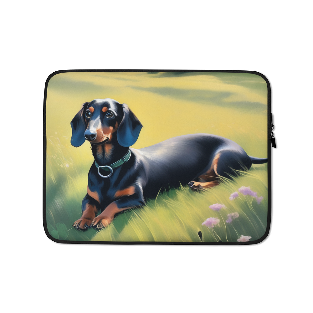 PugMug Custom Black Dachshund Laptop Sleeve