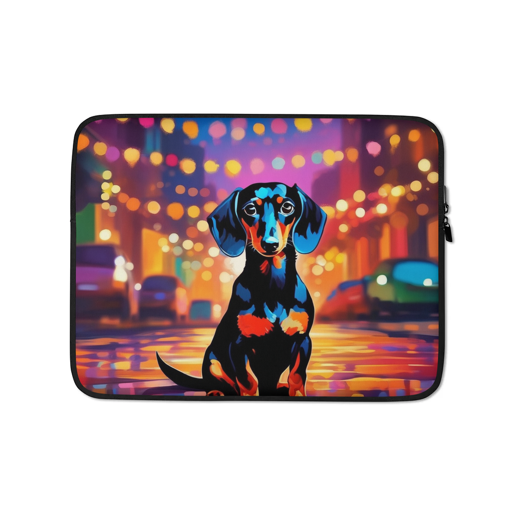 PugMug Custom Black Dachshund Laptop Sleeve