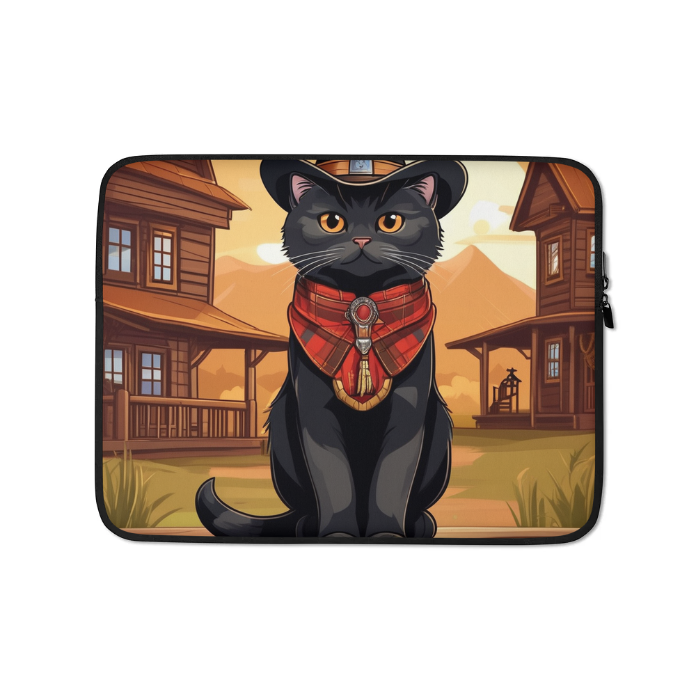PugMug Custom Black Scottish Fold Cat Laptop Sleeve