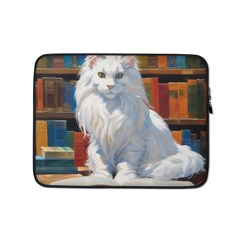 PugMug Custom White Maine Coon Cat Laptop Sleeve