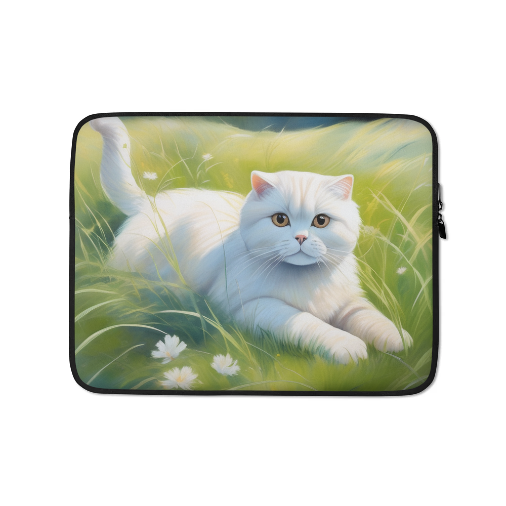 PugMug Custom White Scottish Fold Cat Laptop Sleeve