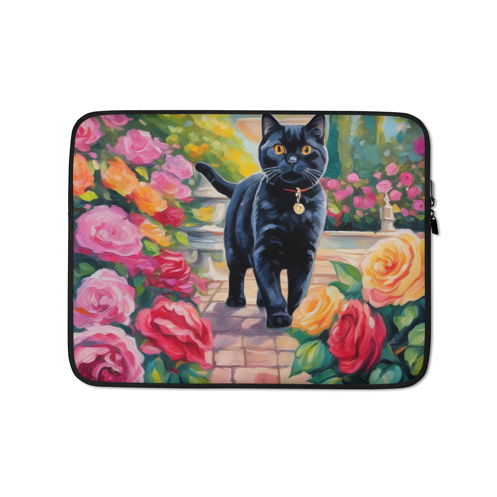 PugMug Custom Black Scottish Fold Cat Laptop Sleeve
