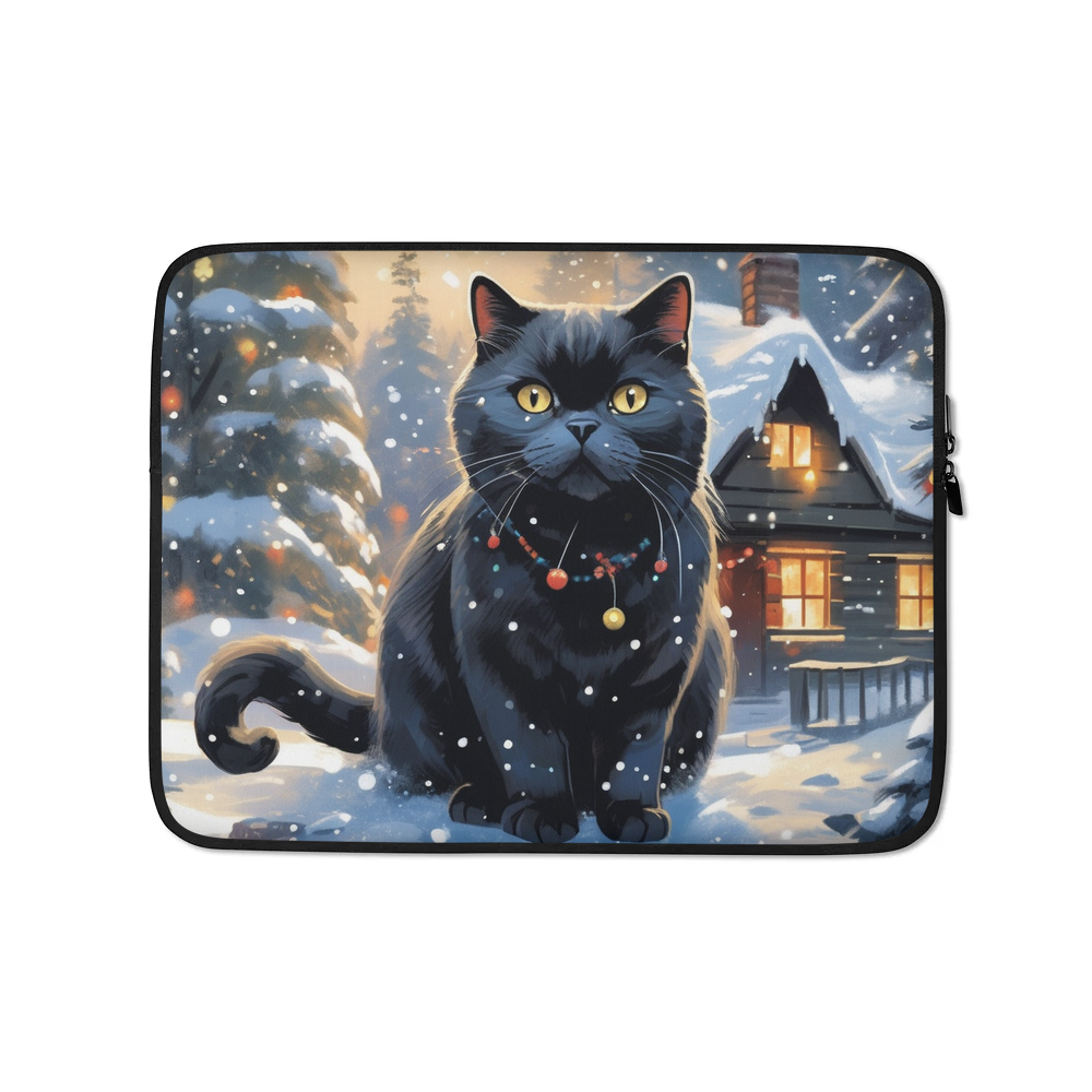 PugMug Custom Black British Shorthair Cat Laptop Sleeve