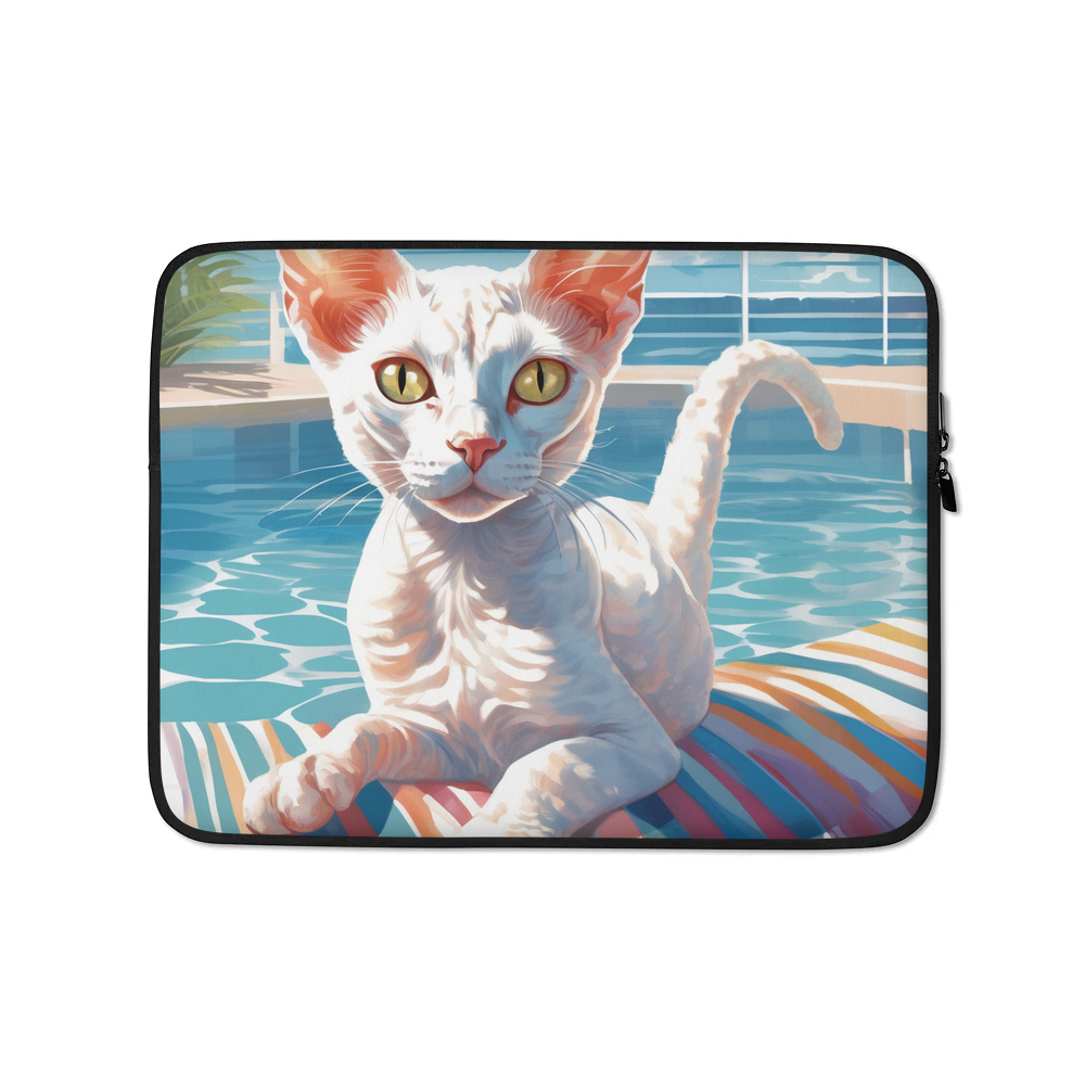PugMug Custom White Devon Rex Cat Laptop Sleeve