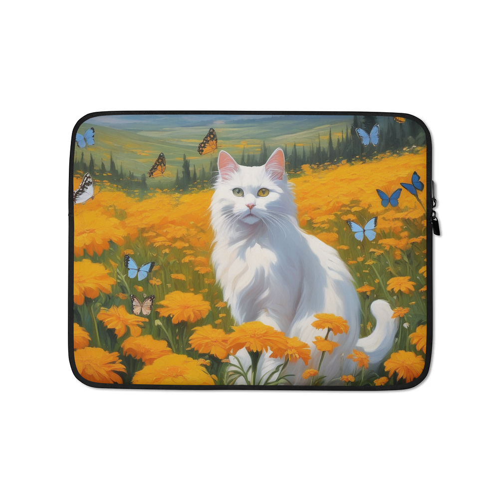 PugMug Custom White Companion Cat Laptop Sleeve