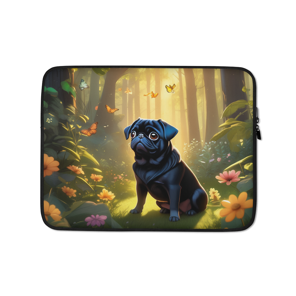PugMug Custom Black Pug Laptop Sleeve