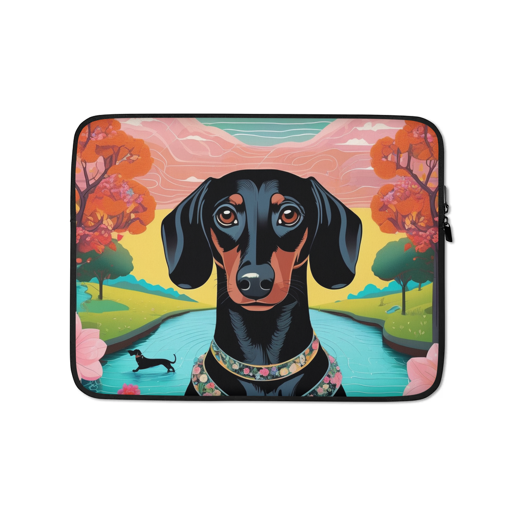 PugMug Custom Black Dachshund Laptop Sleeve