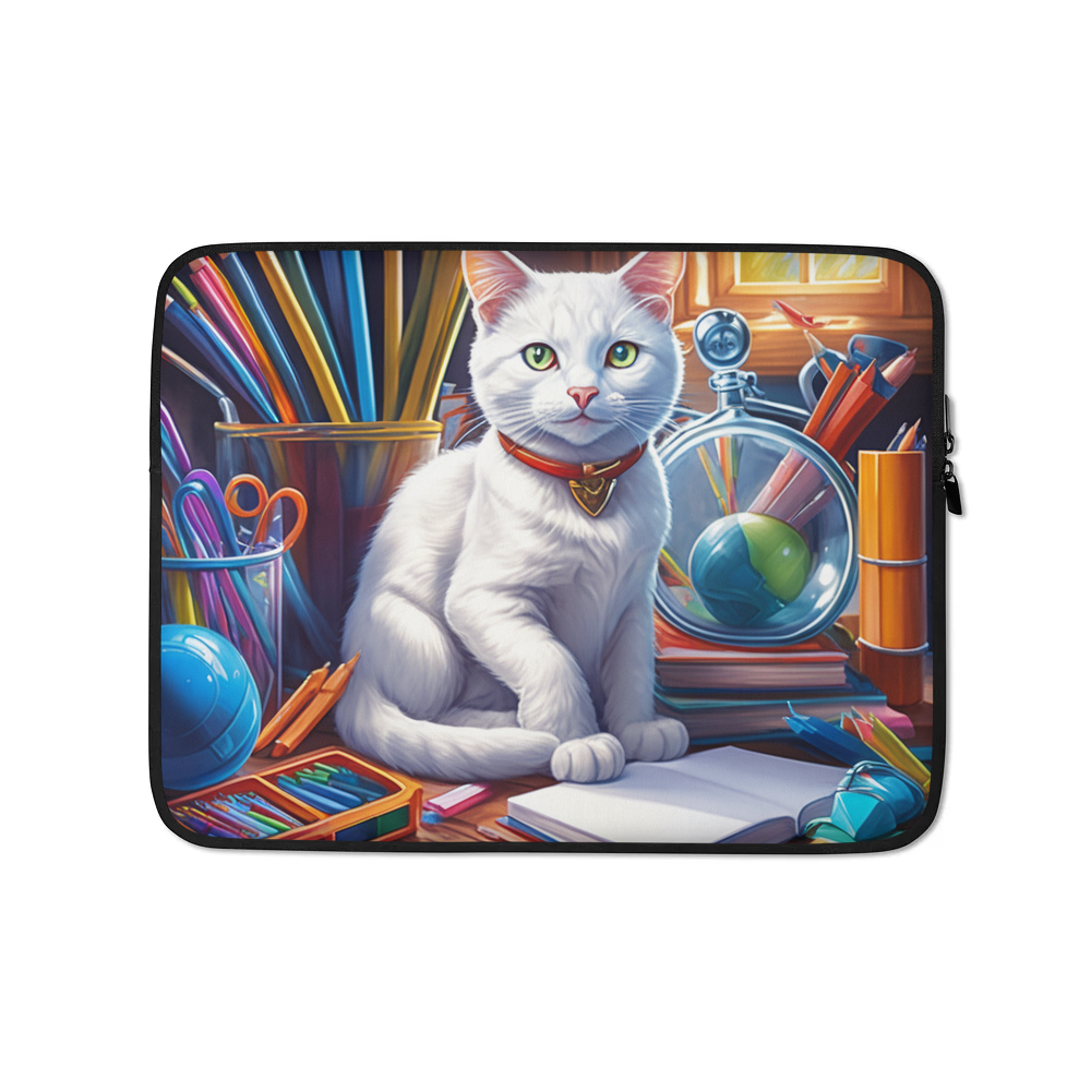PugMug Custom White Companion Cat Laptop Sleeve