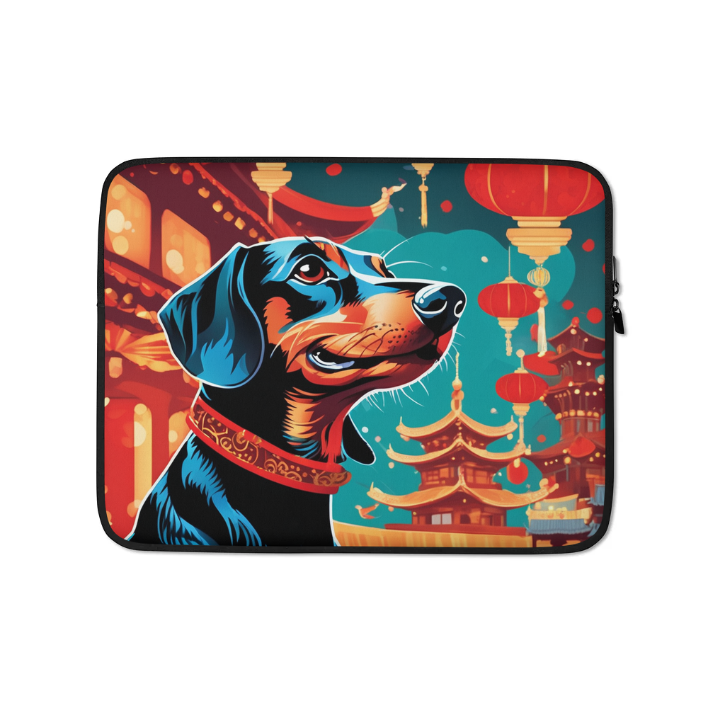 PugMug Custom Black Dachshund Laptop Sleeve