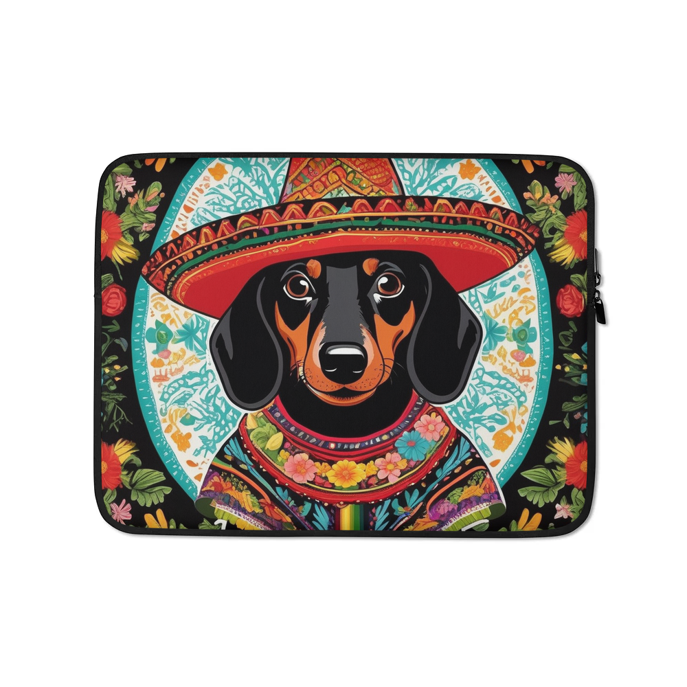 PugMug Custom Black Dachshund Laptop Sleeve