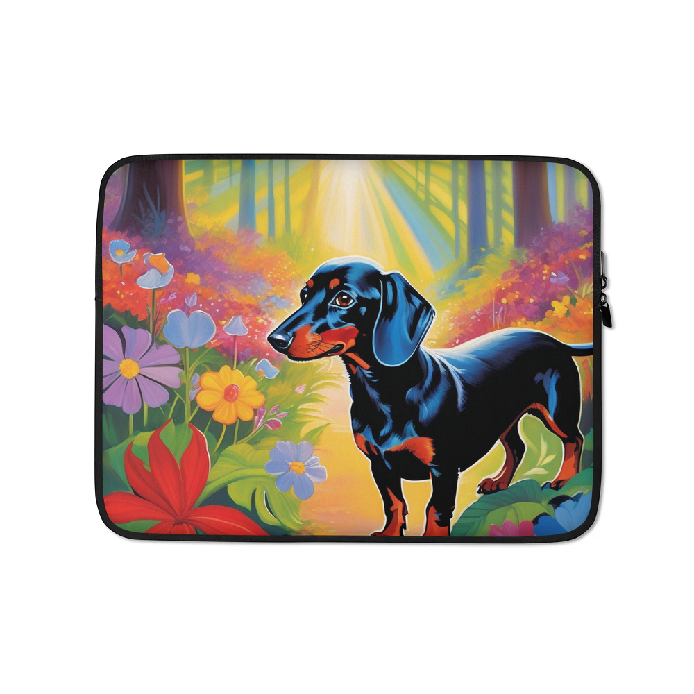 PugMug Custom Black Dachshund Laptop Sleeve