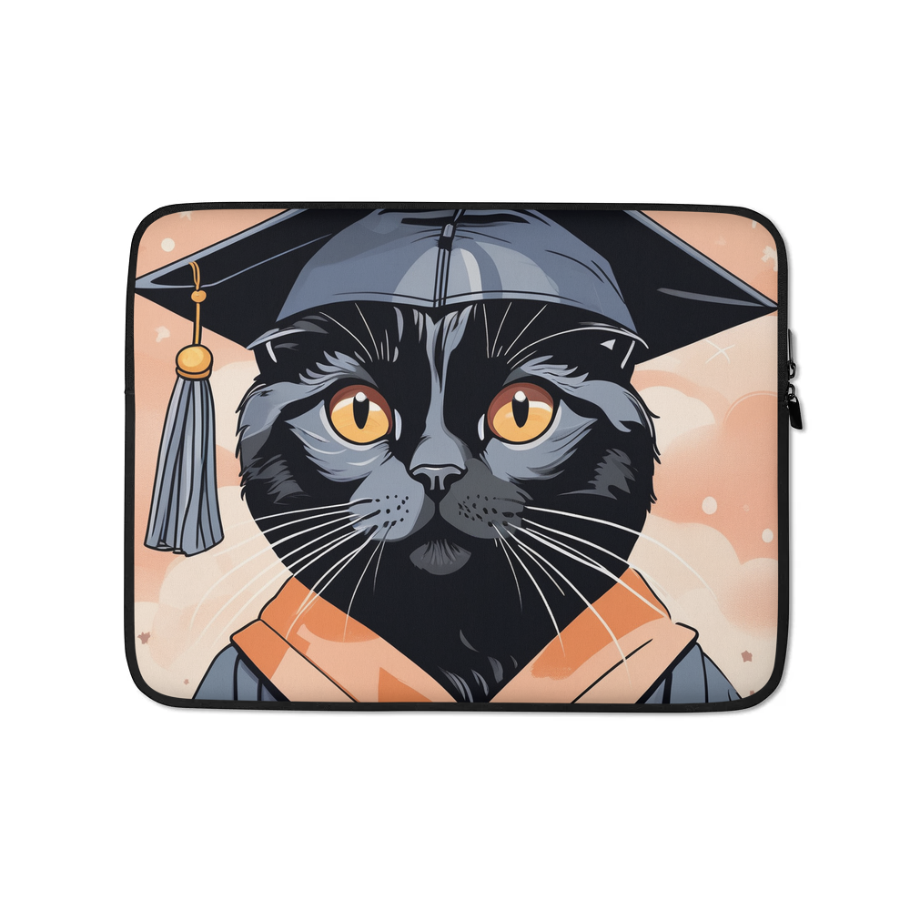PugMug Custom Black Scottish Fold Cat Laptop Sleeve