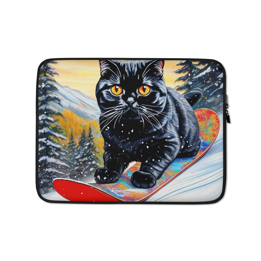 PugMug Custom Black Scottish Fold Cat Laptop Sleeve