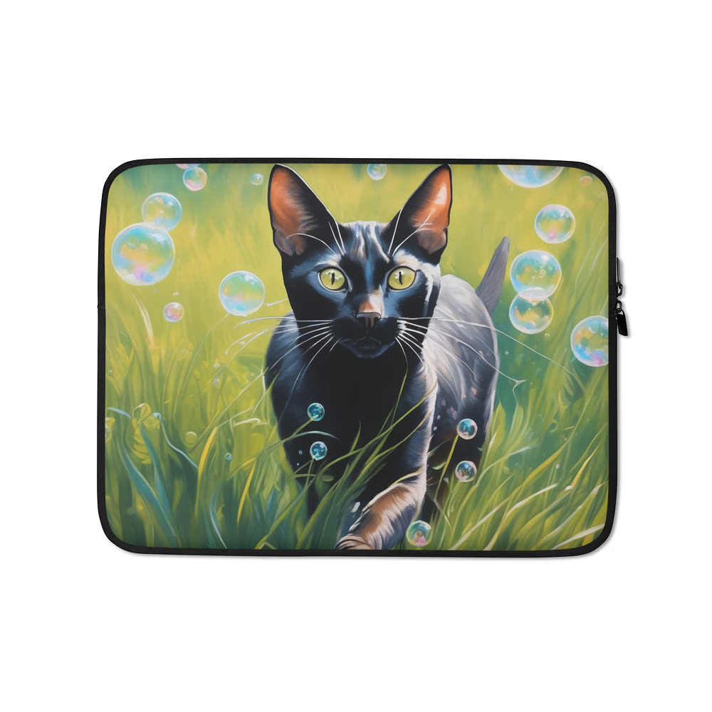 PugMug Custom Black Abyssinian Cat Laptop Sleeve