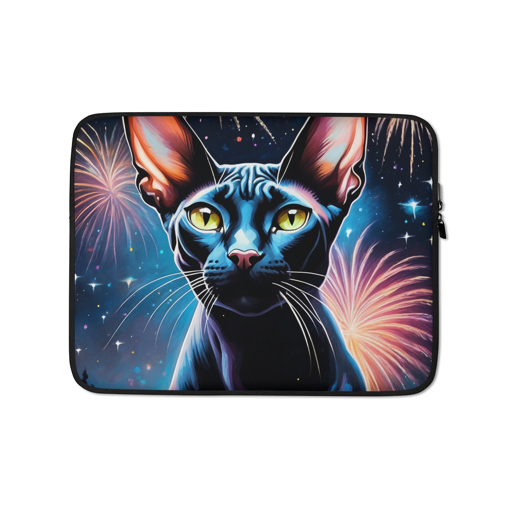 PugMug Custom Black Sphynx Cat Laptop Sleeve
