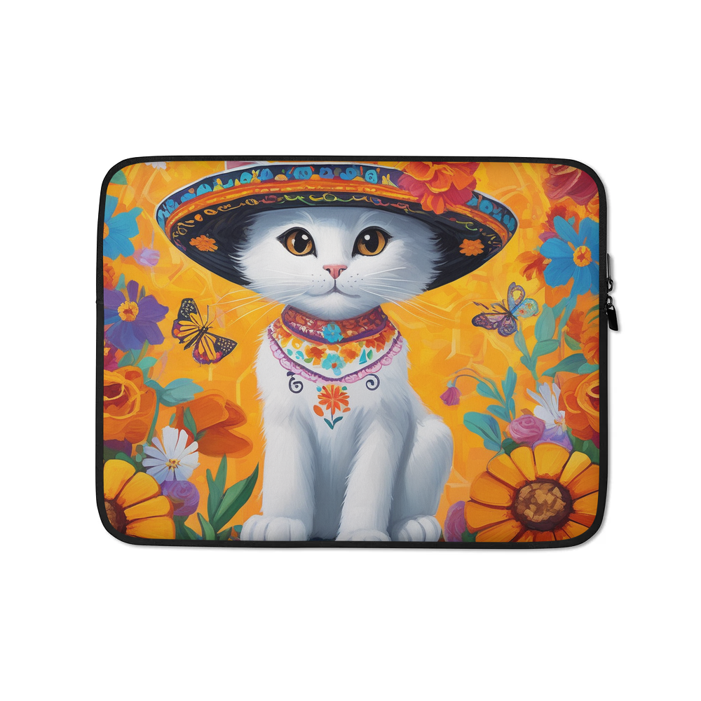 PugMug Custom White Companion Cat Laptop Sleeve