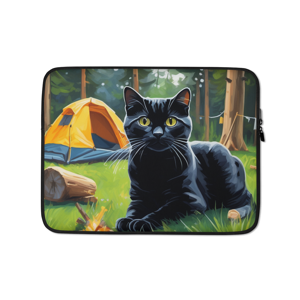PugMug Custom Black Scottish Fold Cat Laptop Sleeve