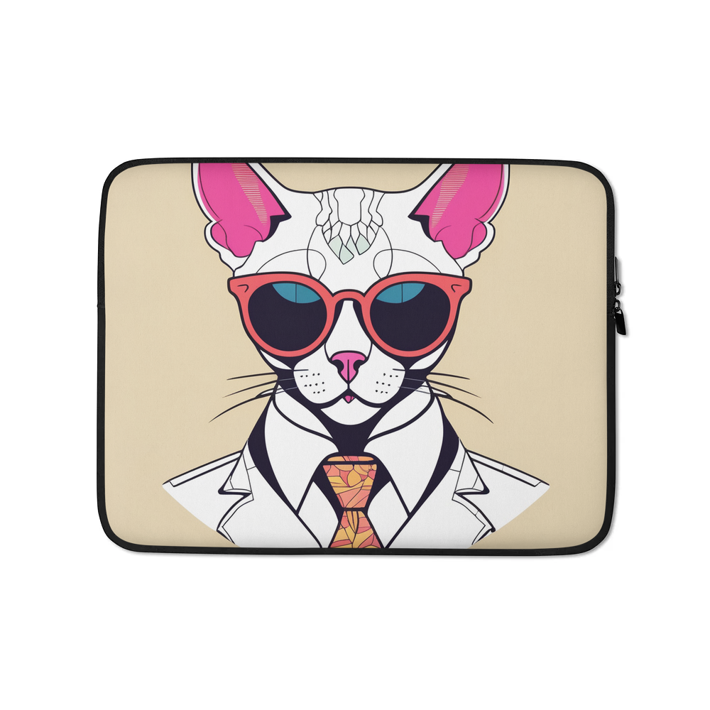 PugMug Custom White Devon Rex Cat Laptop Sleeve