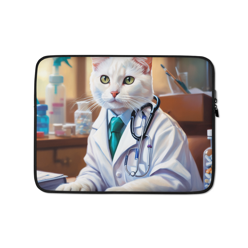 PugMug Custom White Companion Cat Laptop Sleeve