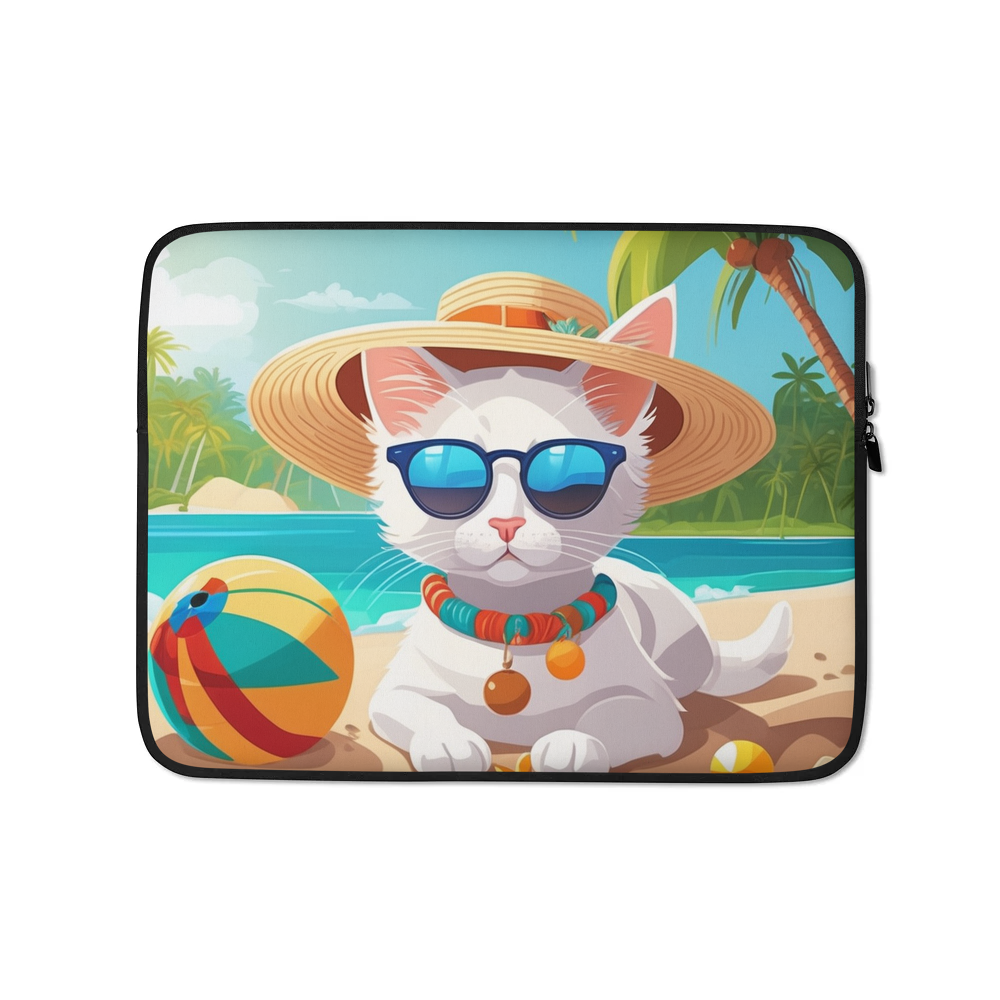 PugMug Custom White Companion Cat Laptop Sleeve