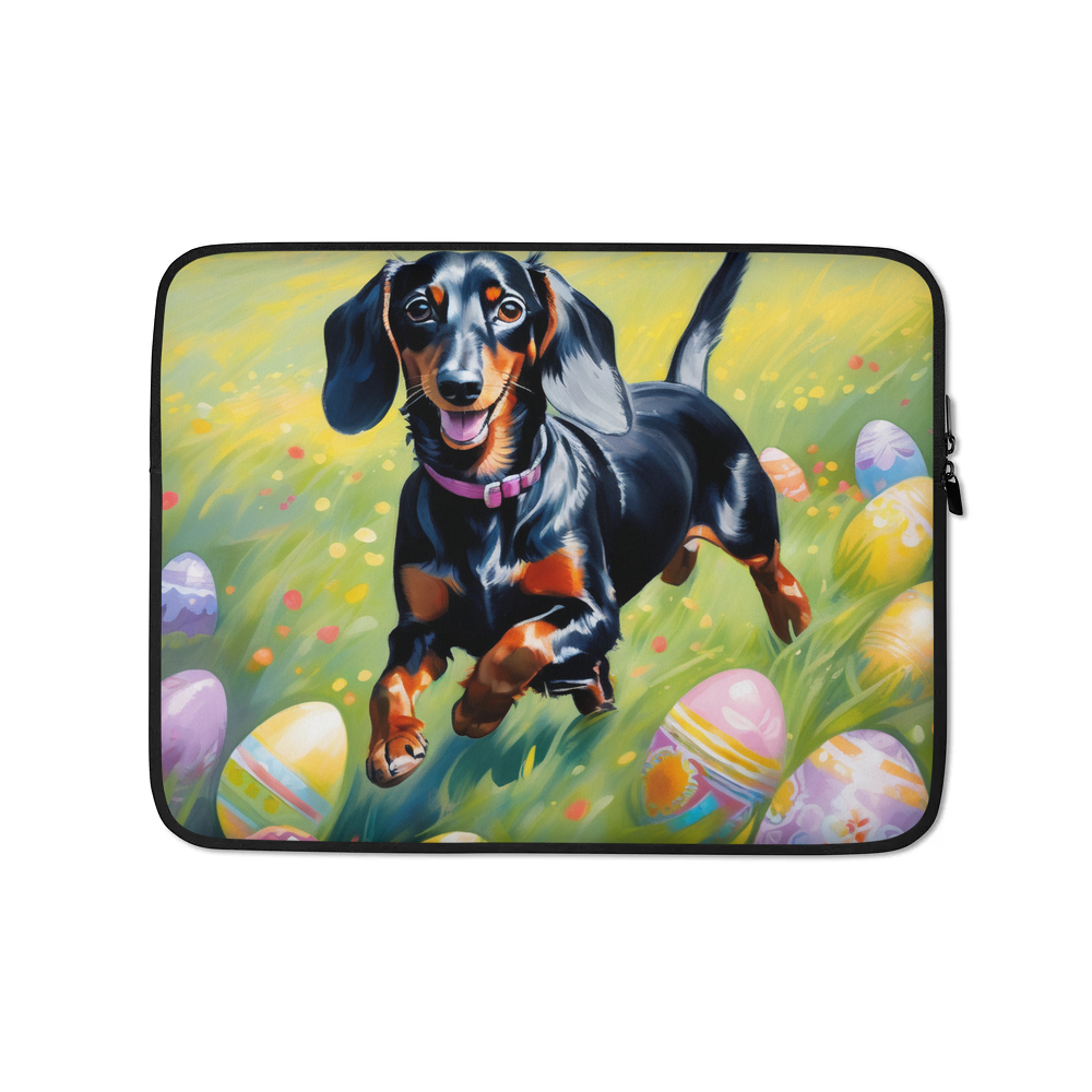 PugMug Custom Black Dachshund Laptop Sleeve