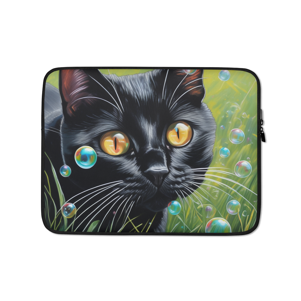 PugMug Custom Black American Shorthair Cat Laptop Sleeve